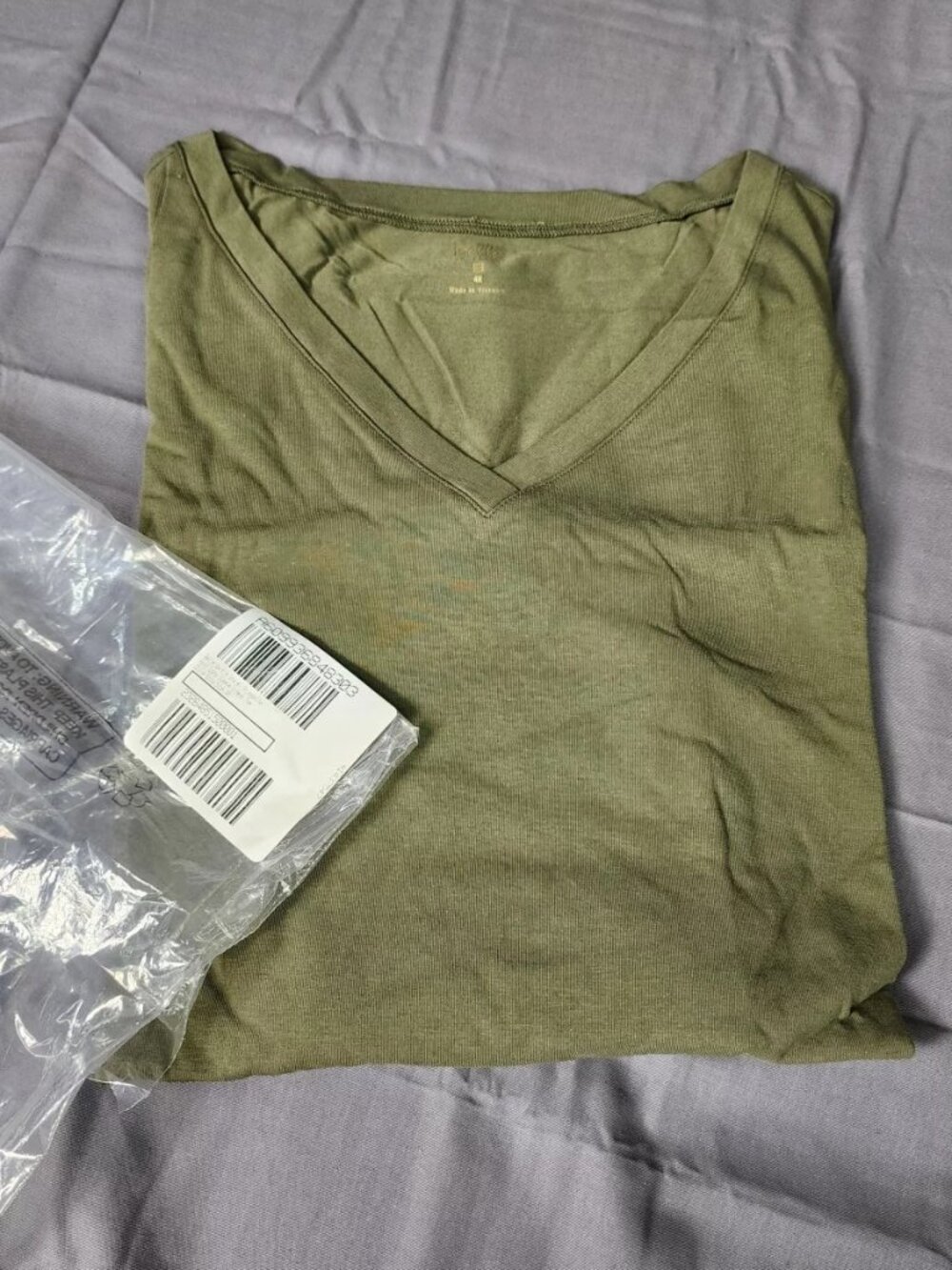 Belle by Kim Gravel Primabelle V Neck Top Womens 4X Olive Green Long Sleeve